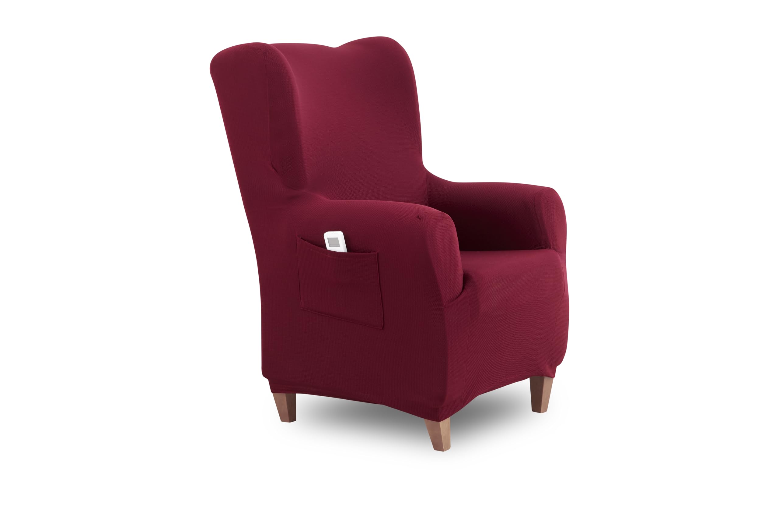 Textilhome Ohrensessel Bezug 1-Sitzer Jacquard Stretchhusse für Ohrensessel, Elastischer Ohrensesselbezug & Überzug, Sesselschoner Waschbar, Rot 70–100 cm