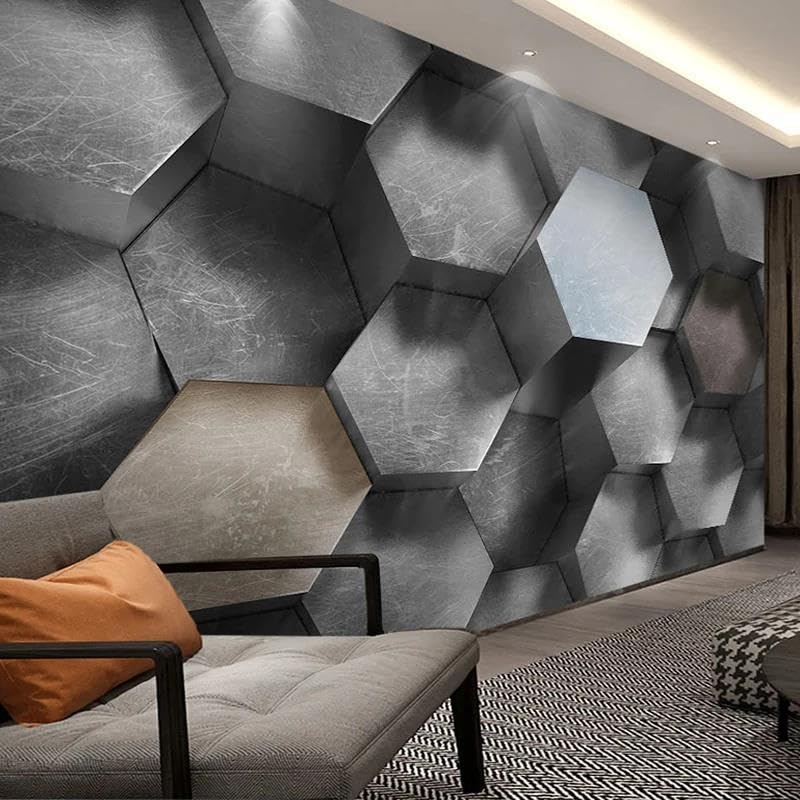 Papier peint géométrique hexagonal en PVC 3D pour salon et chambre