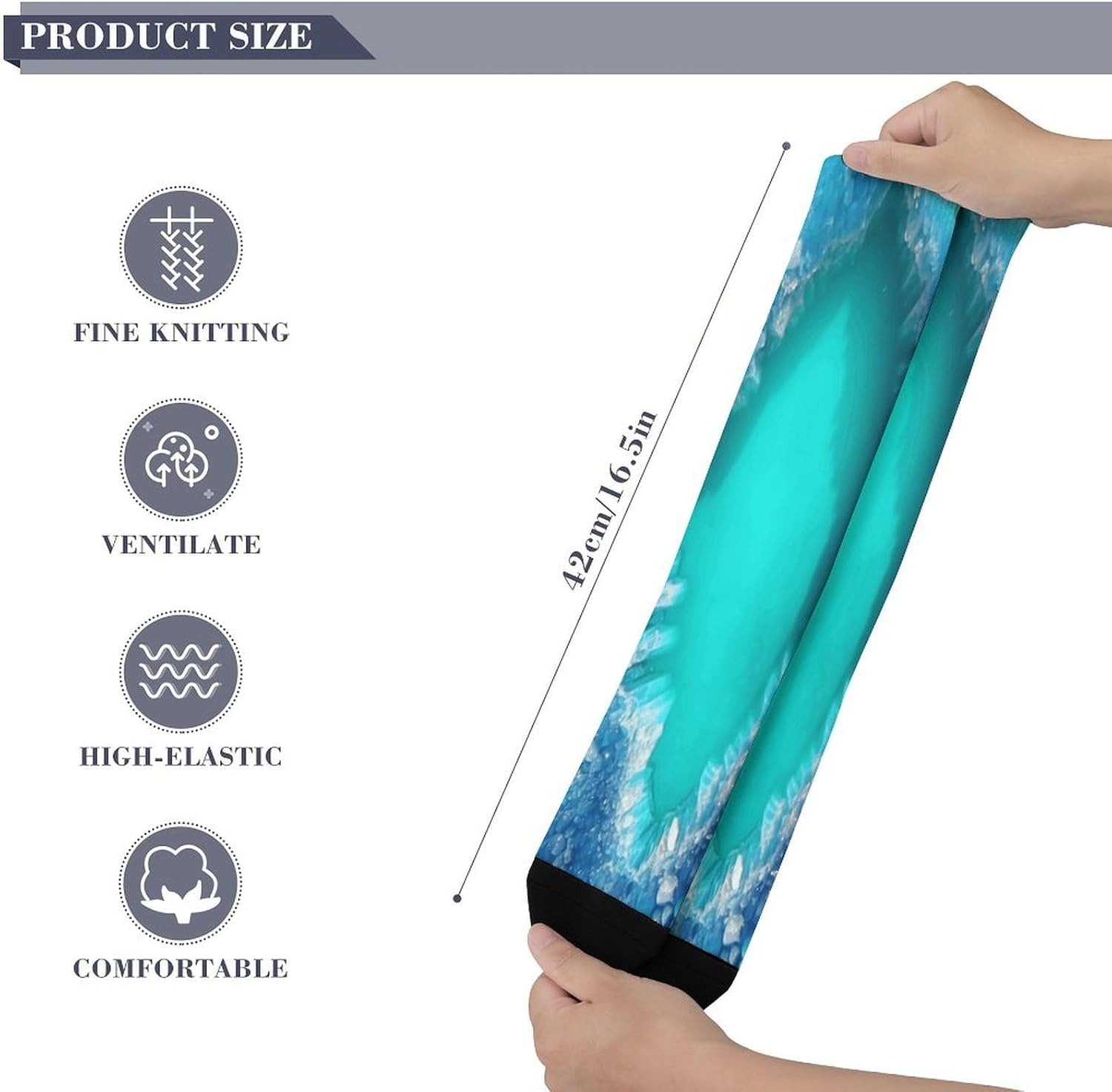 Bright Aqua Blue Turquoise Mid-Calf Socks Women Warm Knee High Socks Cozy Hiking Skiing Soft Boot Mid Calf Stocking Unisex