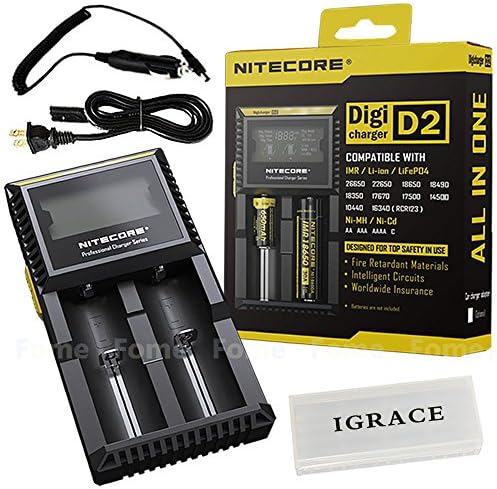 Ankarali Smart Battery Charger, Compatible Nitecore D2 Charger with Integrated LCD Panel Clearly Displays For Li-ion Ni-MH And Ni-Cd Rechargeable Batteries with Ankarali 12V Car Adapter and Ankarali Battery Box …