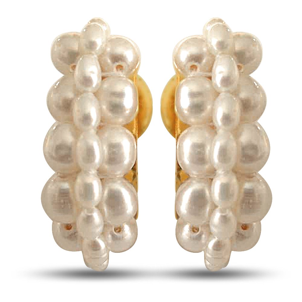 SURATDIAMOND Surat Diamonds Freshwater Pearl & Gold Plated Bali Earrings for Women (B00G8XRPMY) Amazon Price History, Amazon Price Tracker