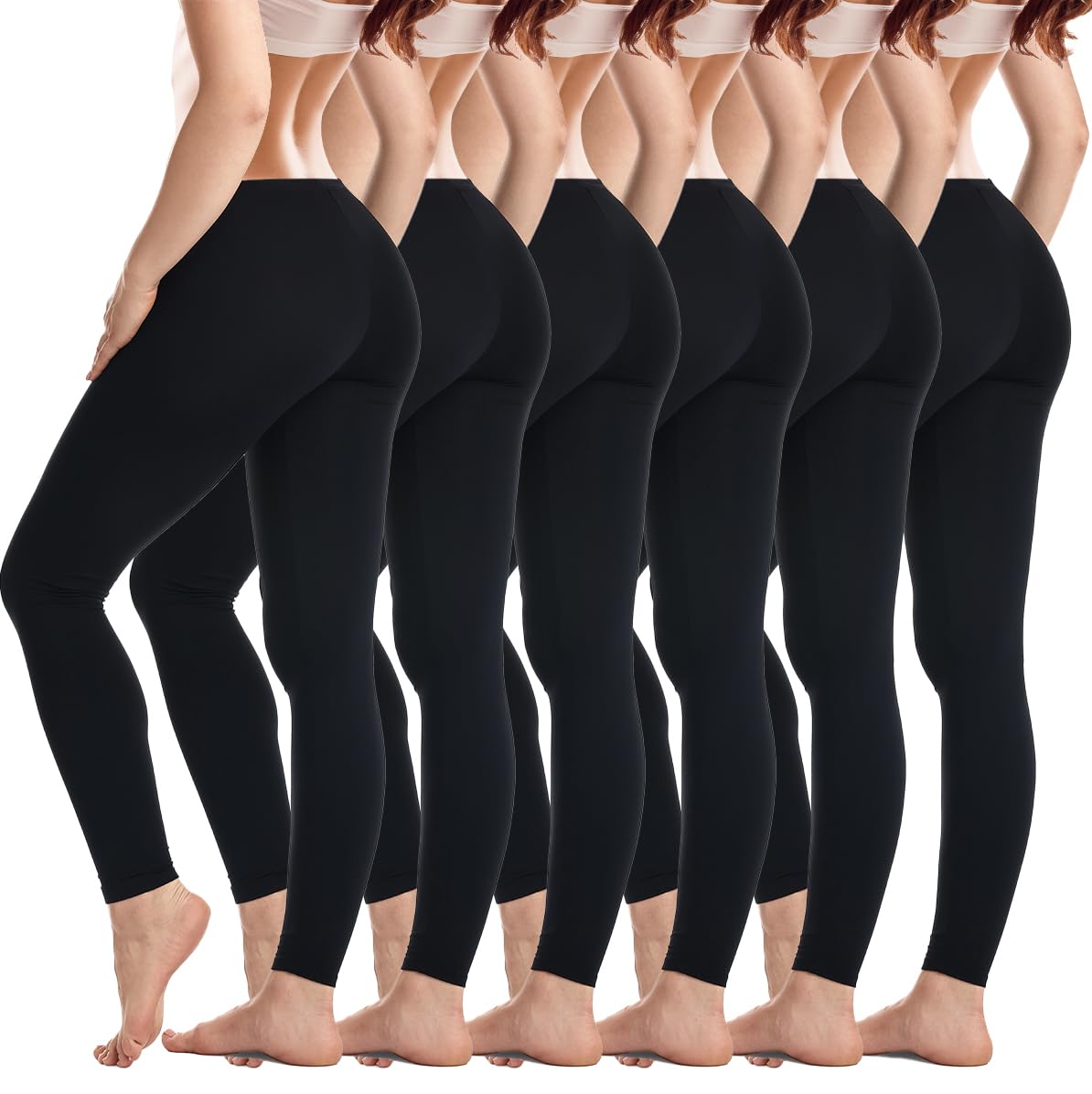 Sexy Basics Womens Full Length Leggings | Cotton Stretch Tights | Multipacks
