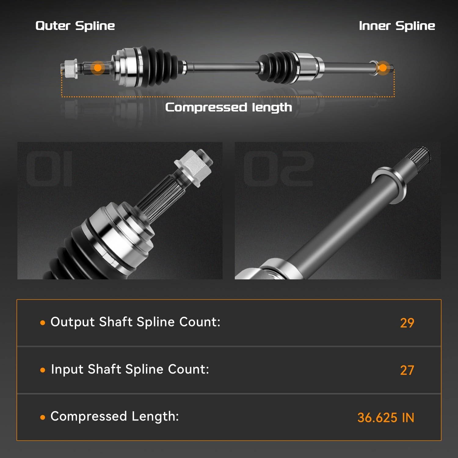 Front CV Axle Shaft Assembly Compatible for Nissan Sentra 2007 2008 2009 2010 2011 2012 L4 2.0L Automatic CVT Transmission - Passenger Side, 39100ET200