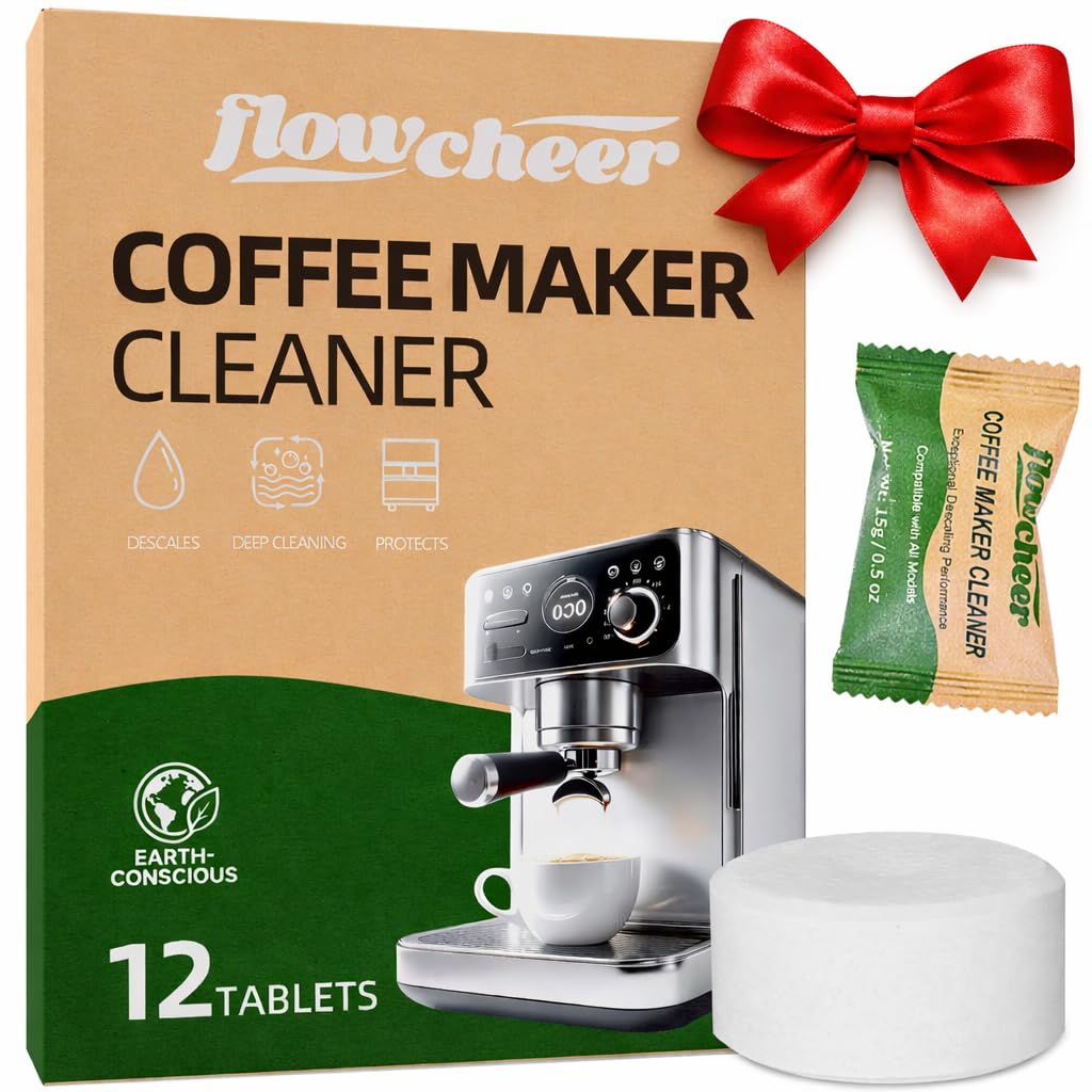flowcheer Coffee Maker Cleaner & Descaler Tablets 12-Pack - Coffee Machine Tablets for Keurig,Nespresso,Jura, Breville, Ninja, Deep Cleaning Coffee Pot Cleaner and Descaler for All Espresso Machines