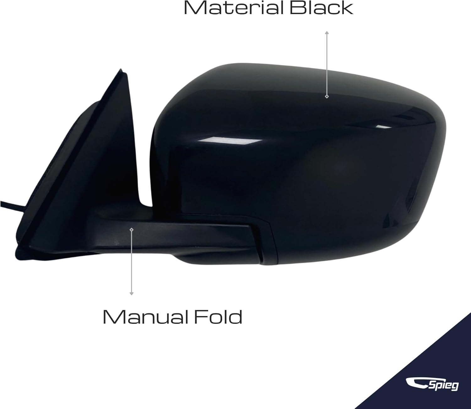 Spieg Driver Side Mirror for 2014-2020 Nissan Rogue Power Adjustment Non-Heated Glass Manual Folding Black 3 Pins Left NI1320267