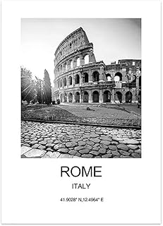 Schwarz-Weiß-Stadt Reise Rom Poster Drucke Wand Kunst Minimalist Leinwand Malerei Für Wohnzimmer Wohnkultur 60X80Cm Kein Rahmen