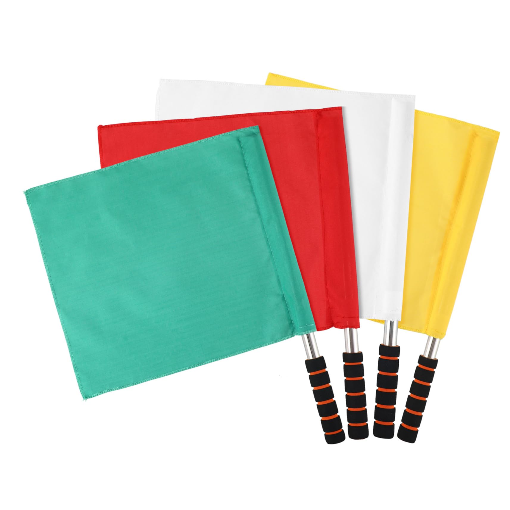 KICHOUSE Match Referee Flags Set 4pcs Hand Signal Flags Stainless Steel Poles for Soccer Games