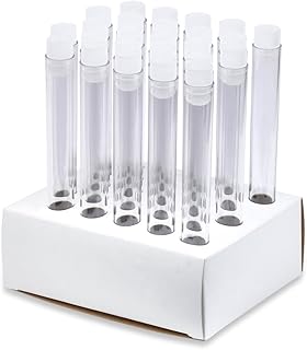 16x125mm Polystyrene Test Tubes and Caps, Cardboard Rack (Pack of 25)