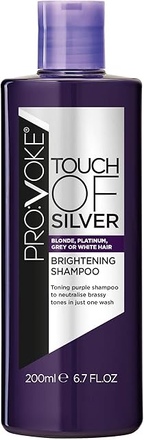 PROVOKE Touch Of Silver Brightening Purple Shampoo 200ml, Neutralises Yellow & Orange tones, Formulated with Violet & Blue Pigments