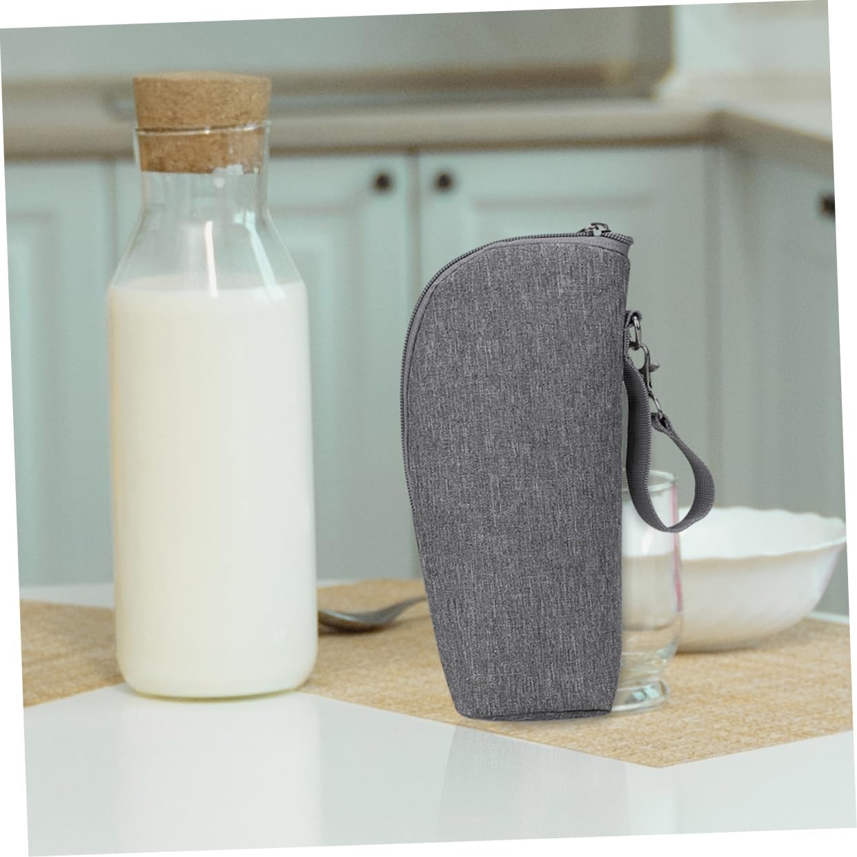 SUPVOX 2pcs Insulated Bottle Bag Portable Milk Bottle Holder for Strollers Easy to Clean Stylish Design for Parents Grey