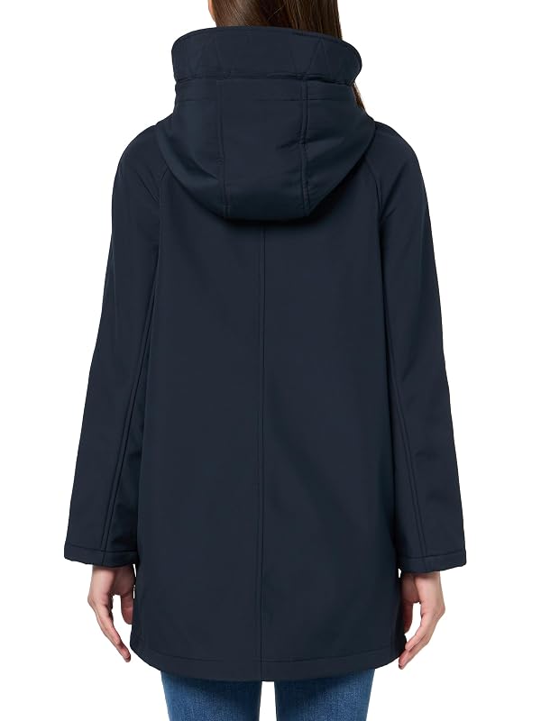 Tommy Hilfiger Women's Snap Front Softshell Aline Raincoat, Navy, L by Tommy Hilfiger - Image 2