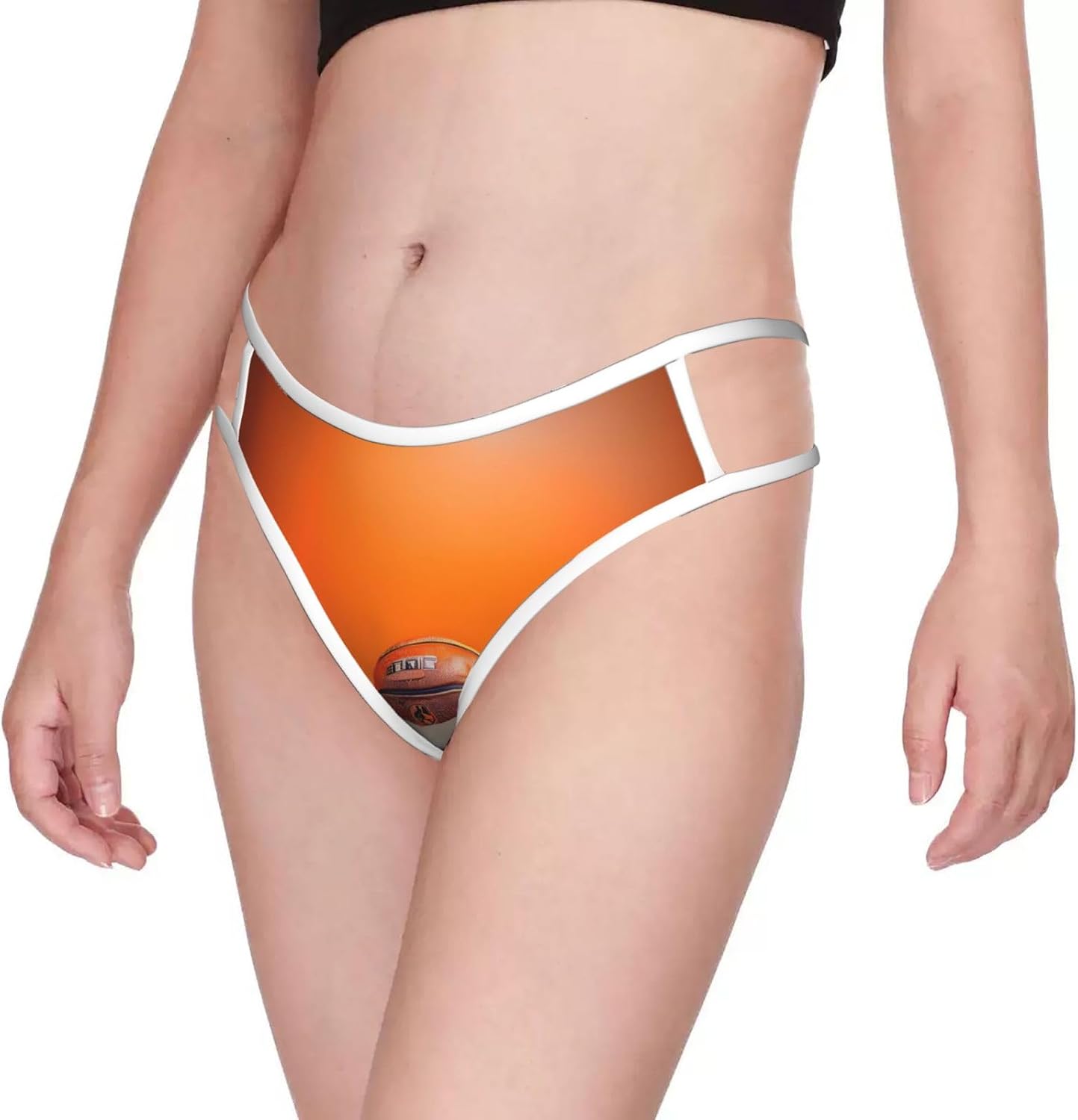 Basketball Orange Print Sexy Underwear G String Thongs For Women Low Rise No Show Workout Panties For Sports And Yoga