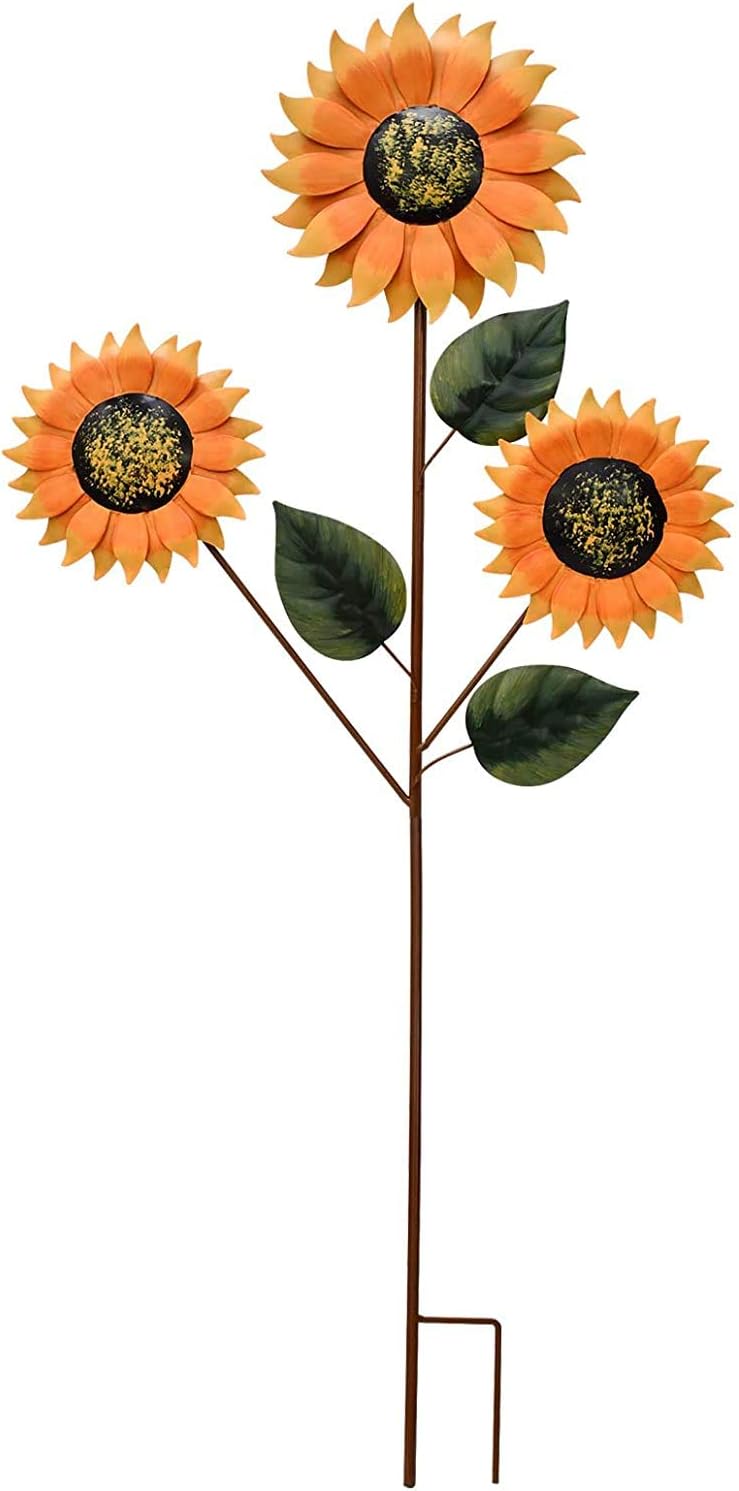 Metal Sunflower Garden Stake,35.4" H X 17" W Decorative Sunflower Yard Stake Decor, Sunflower Garden Decor Metal Yard Art Decor Outdoor Garden Stake Decoration for Porch Lawn Pathway Backyard