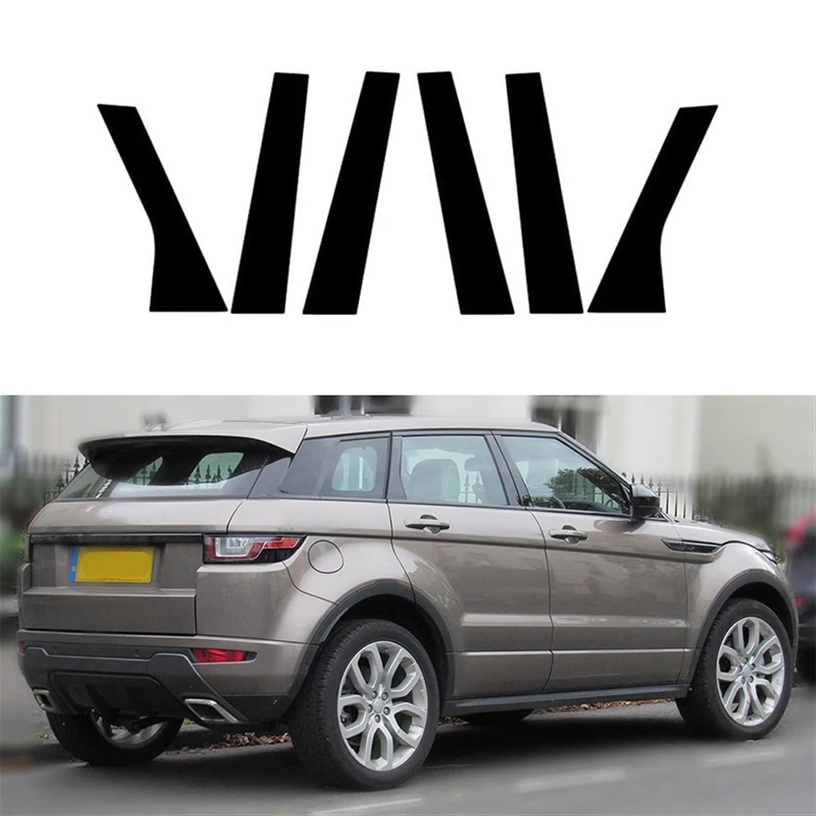 NEGRO Montanti for auto adatti for Range Rover Evoque L538 5 porte 2013 2014 2015 2016 2017 2018 Finestra modanatura copertura finiture adesivi 6 pezzi Adesivo del pilastro della porta