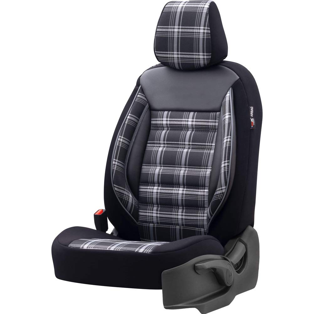 otoM Housse de sièges en textile 'Sports' Noir/Gris - 11-pièces | universel - adapté aux Side-Airbags