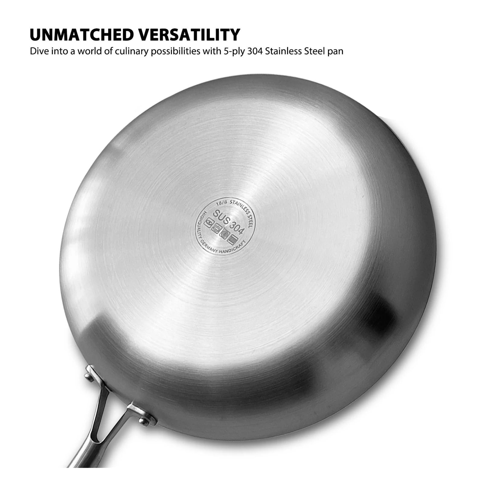 poele inox Poêle à frire antiadhésive en acier inoxydable, ustensile de cuisine non revêtu for cuisinière gaz et induction(24cm)