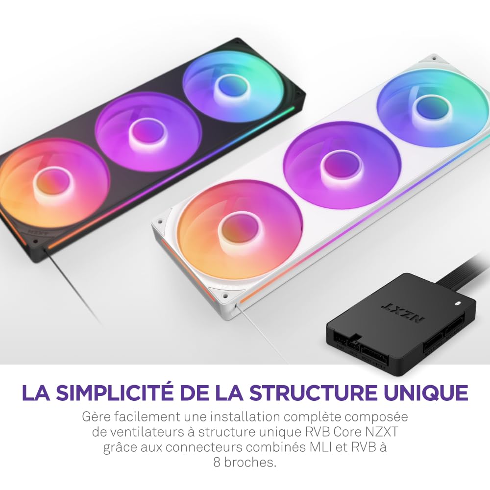 NZXT Centre de commande - Commande numérique de l’éclairage RVB et de la vitesse des ventilateurs MLI - Commande jusqu’à 5 ventilateurs MLI ou 4 à structure unique - Géré par le logiciel CAM de NZXT