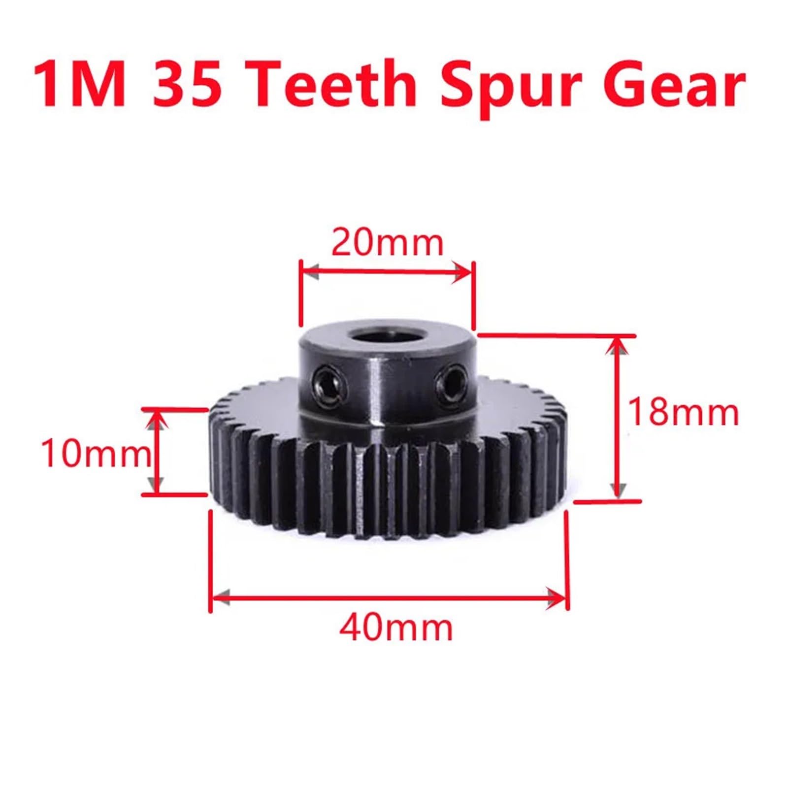 Bevel Gear Pinion Hardware Mechanical 1M 35 Teeth Spur Gear Bore 6/8/10/12/14mm Motor Gear Low Carbon Steel Material Metal Sprocket Gear for Motor(14mm)