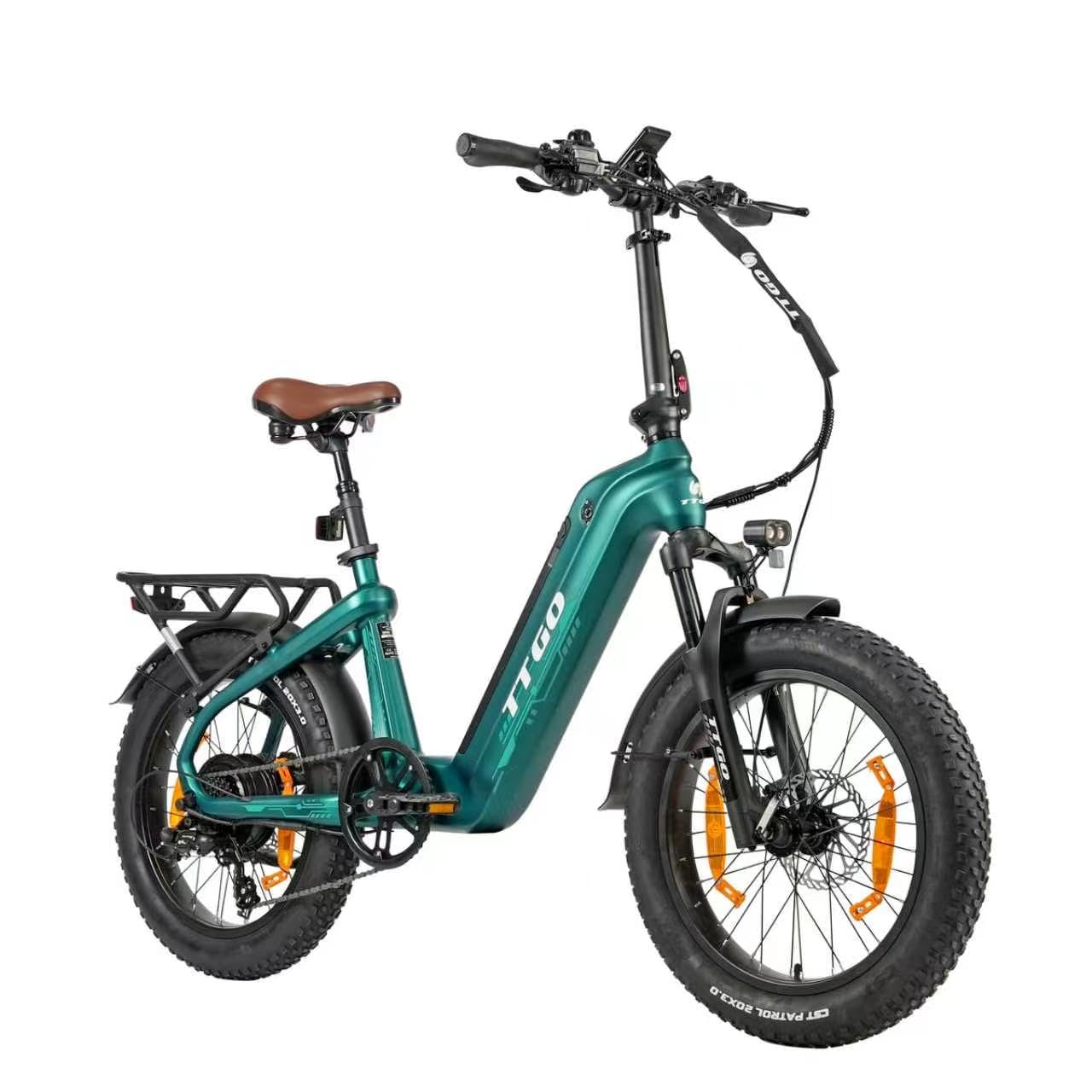 ttgo F8 E-Bike 20 Zoll Fat Tire für Damen & Herren, Pedelec mit 48V 18Ah Akku abnehmbar, bis 150 km Reichweite, 250W Heckmotor 70Nm, Shimano 7-Gang, Carbonrahmen, StVZO