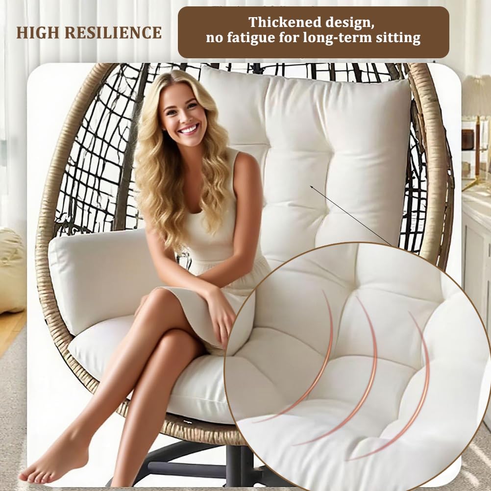 Cojín para silla en forma de huevo, cojines para silla colgante, reemplazo de cojín para hamaca gruesa impermeable, cojines de asiento para columpio de jardín interior/exterior para columpio colgante