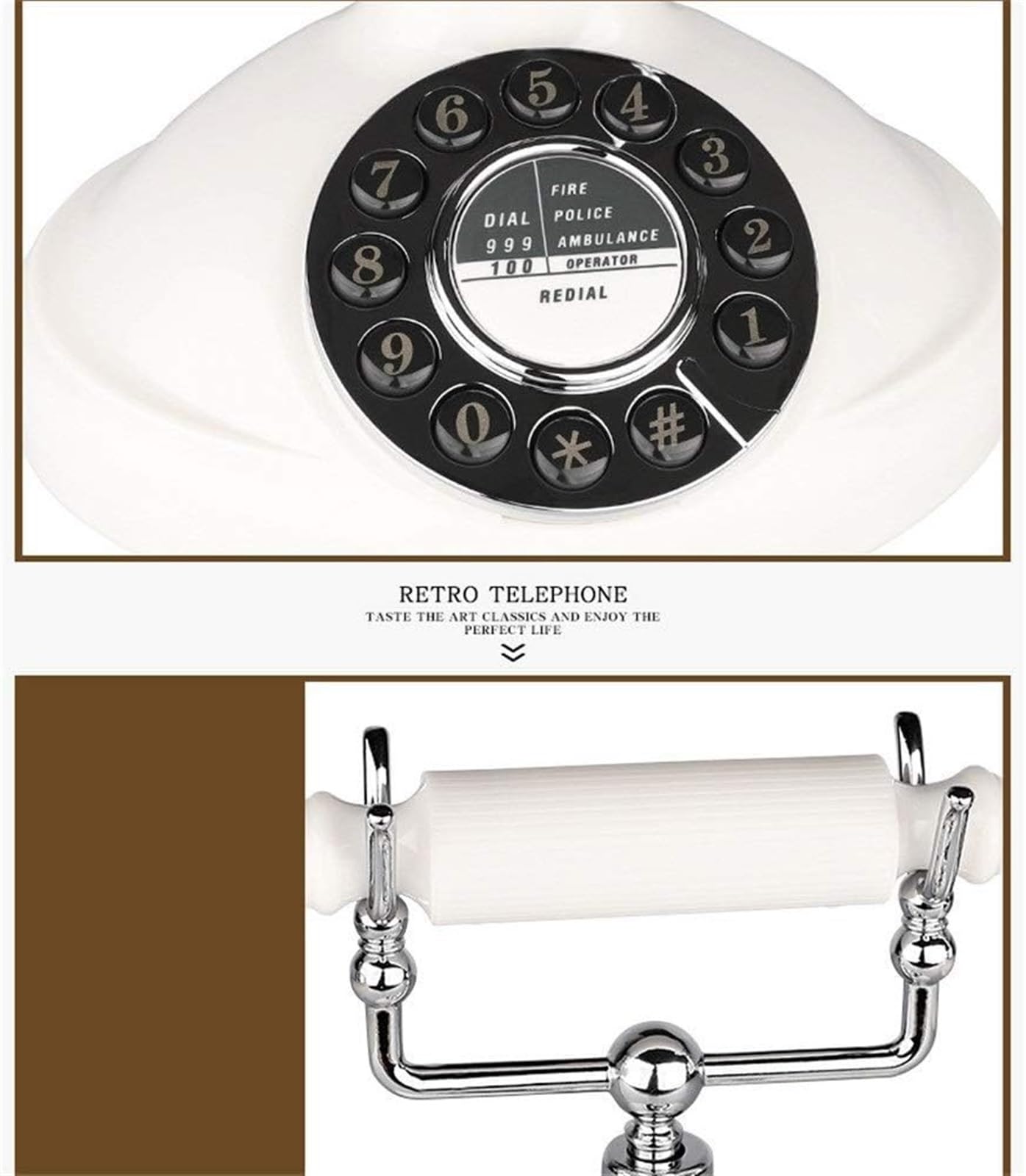 Telefon stacjonarny do domu europejski antyczny telefon telefony z tarczą obrotową Retro stacjonarny telefon biurkowy, telefon przewodowy