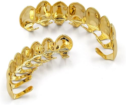 Miniatura 7 de JINAO parrillas dentales, 8dientes superiores y 8dientes inferiores, chapadas en oro de 18quilates, hip hop