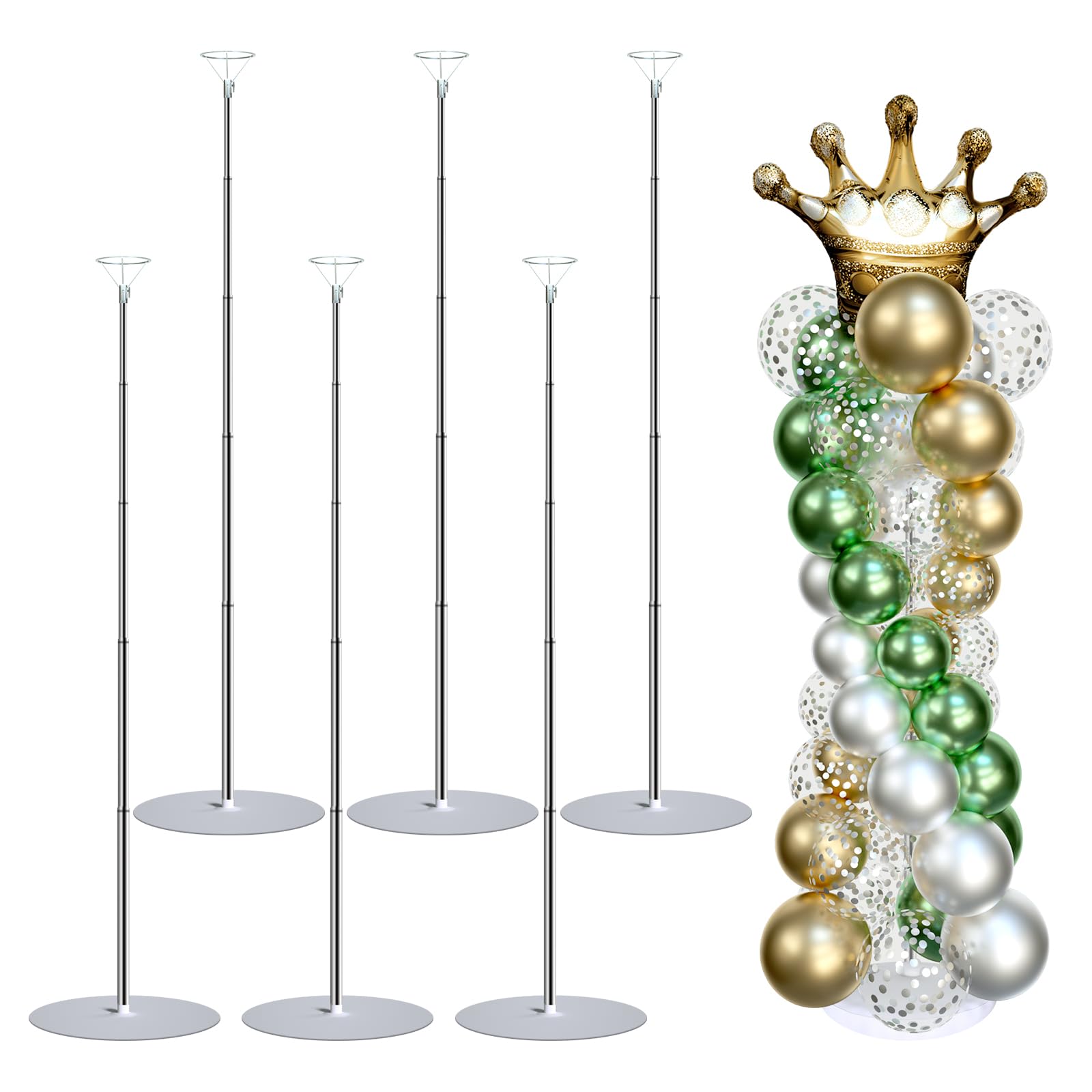 Balloon Arch Kit Balloon stand - Set of 6 Adjustable 7 Feet Balloon Arch Stands with Bases for Floor, Tall Balloon Tower Pillar Assembly Kit for Birthday, Party Decorations