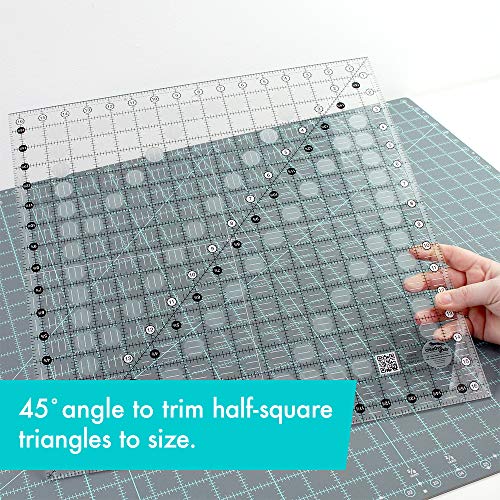 Creative Grids Quilt Ruler 16-1/2in x 16-1/2in Square – CGR16 – Made in USA, Non-Slip Grip Acrylic Quilting, Sewing, Crafting, Patchwork Ruler for Measuring & Cutting Fabric - Thumbnail 4