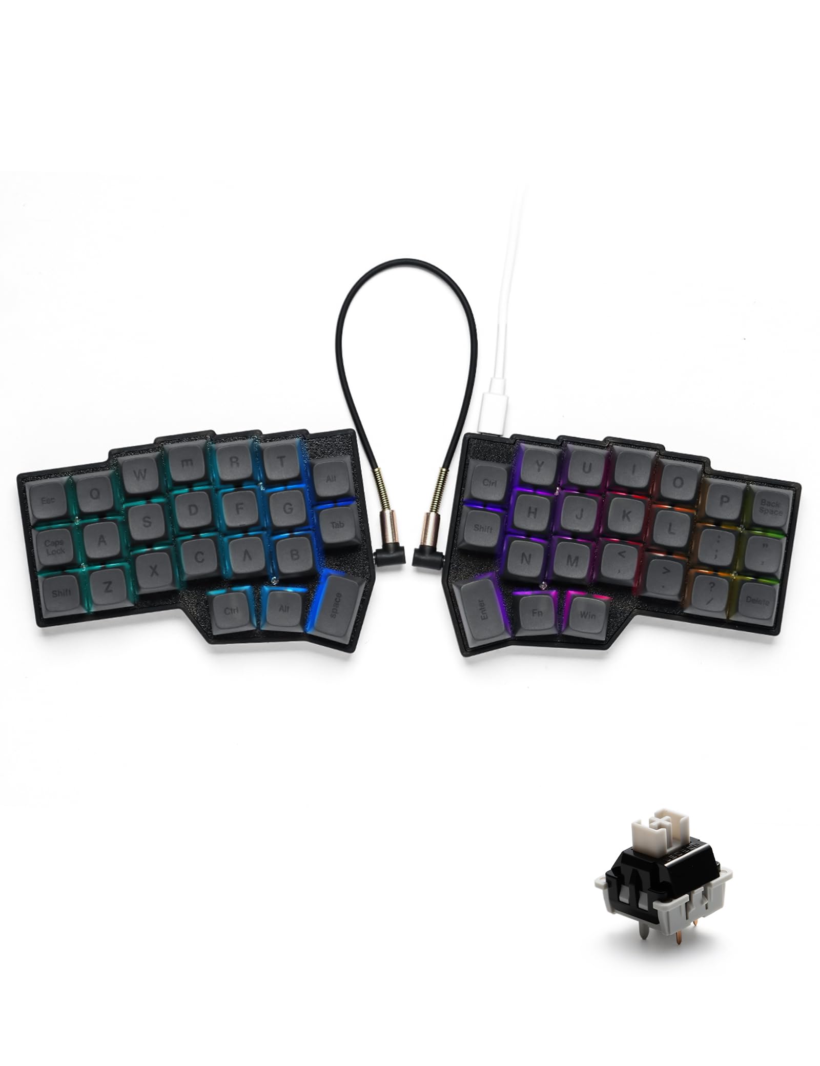 YIVU CORNE V4 Wired Split Mechanical Keyboard 40% Layout 3 * 6 orthogonal Ergonomic Support QMK/Vial Key remapping Custom hot-swappable RGB Gaming Keyboard Pre-Lubricated Linear Switch Smooth Feel
