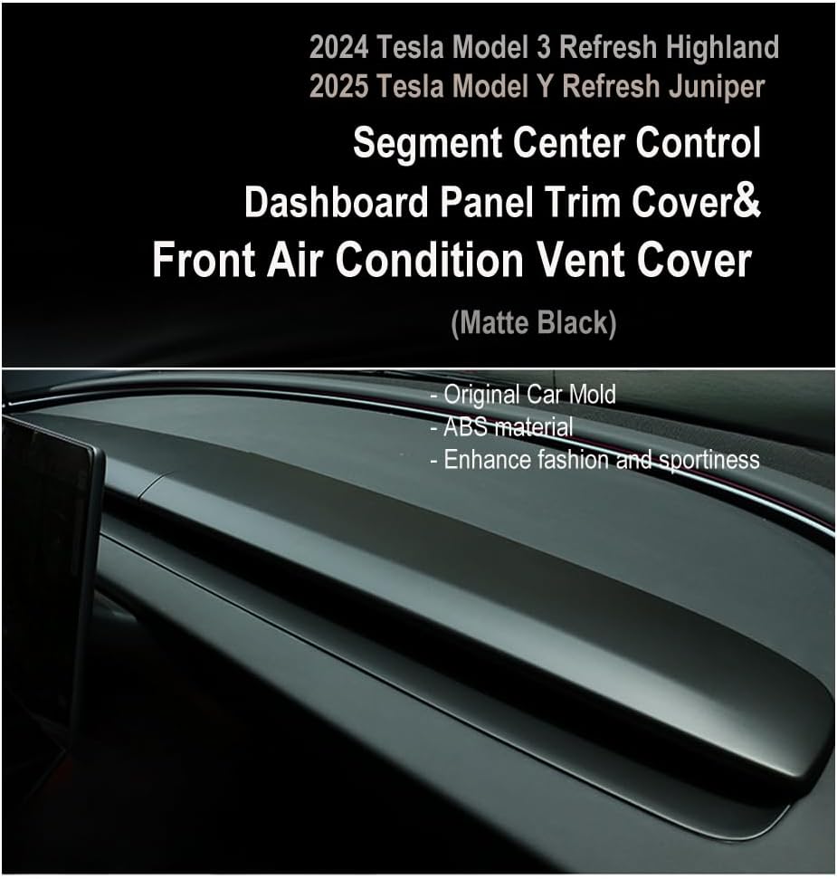 StarYtbl Center Control Dashboard Panel Trim Wrap Cover & Front Air Condition Vent Cover for 2024 Model 3 Refresh Highland and 2025 Model Y Refresh Juniper (Matte Black)