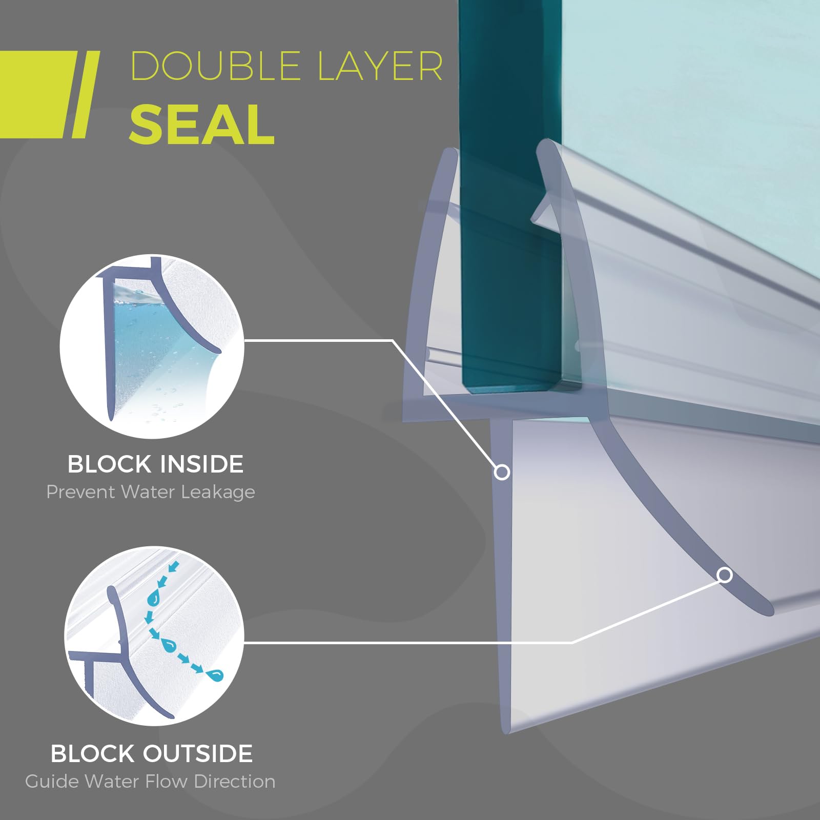 GECKOSEAL Curved Shower Screen Seal Strip for 4-6mm Glass, Curved Shower Door Seal Strip Replacement Covers up to 12mm Gap - Image 3