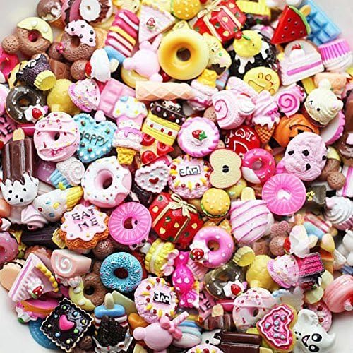 40pcs Mixed lot Cartoon Kawaii Mini Resin Food Shape Flat Back Accessories DIY Embellishments