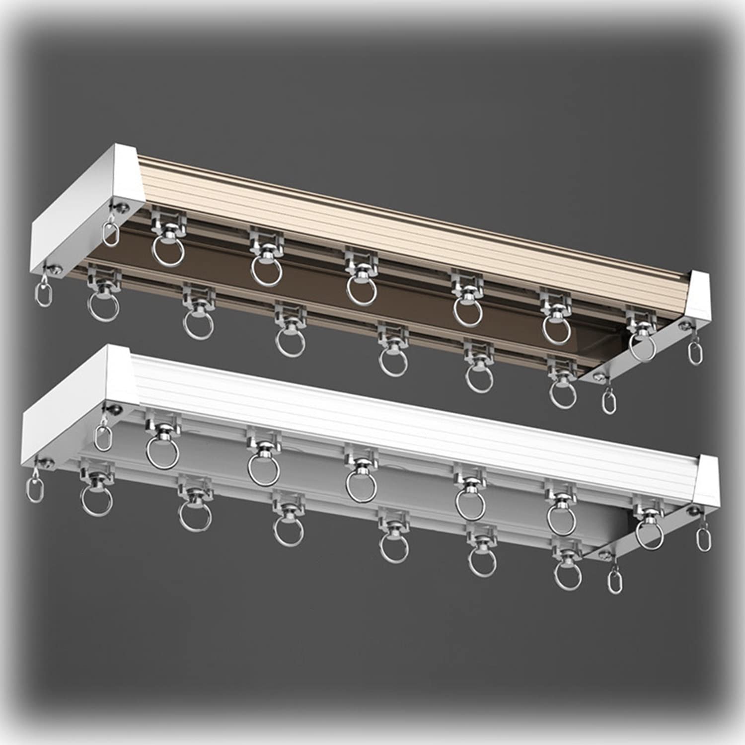 Rail de rideau silencieux double blanc avec angle 90 pour fenêtre en U et L