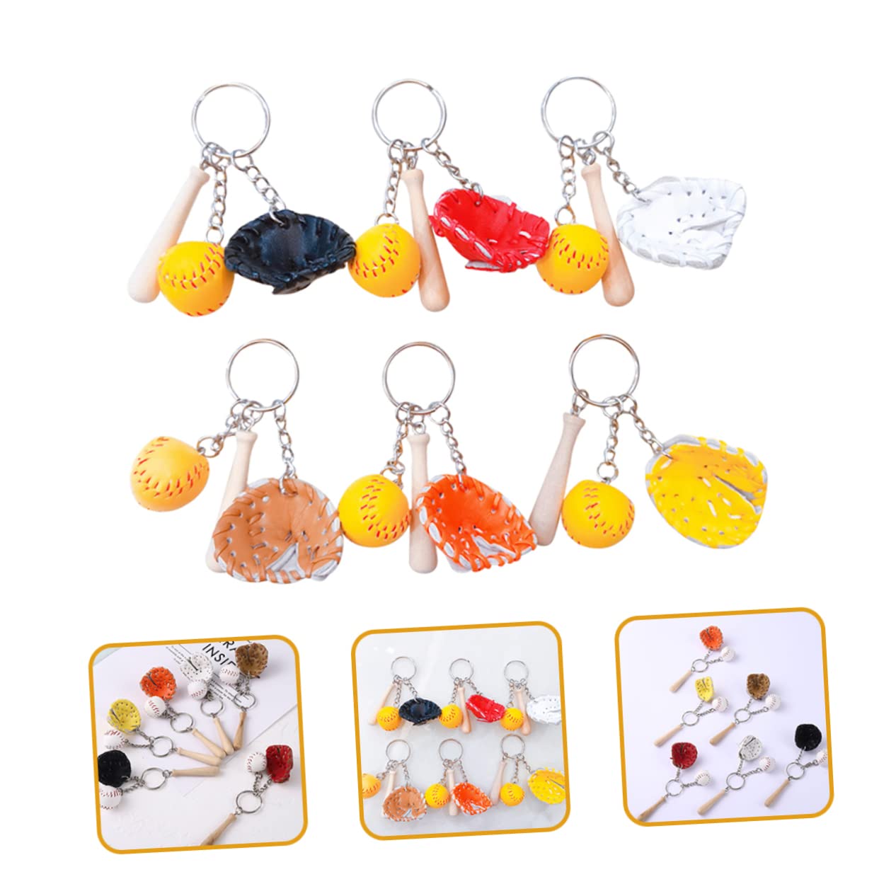 minkissy Decorazione Sospesa Da Baseball Portachiavi Da Baseball Portachiavi in ​​stile Sportivo Etichetta Della Borsa Da Baseball Sports Heyring Di Legno