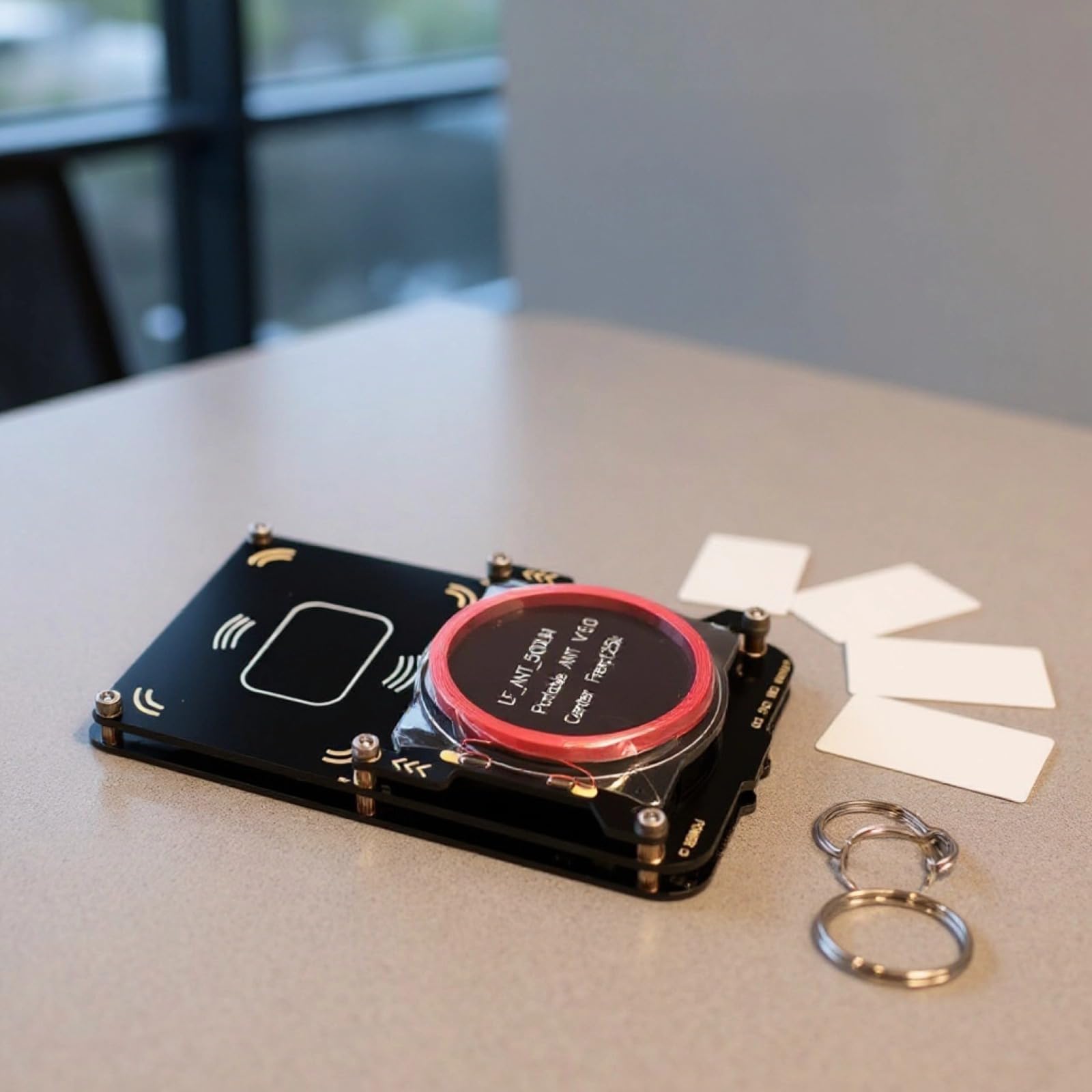 RFID-Lese- und Schreibgerät mit Sektorenverschlüsselung, Datenkabel, 4 weißen Karten, Schlüsselanhänger, 125 k Mittelfrequenz, 500 UH LF-Antenne, ID-IC-Karte für Zutrittskontrolle und Aufzug
