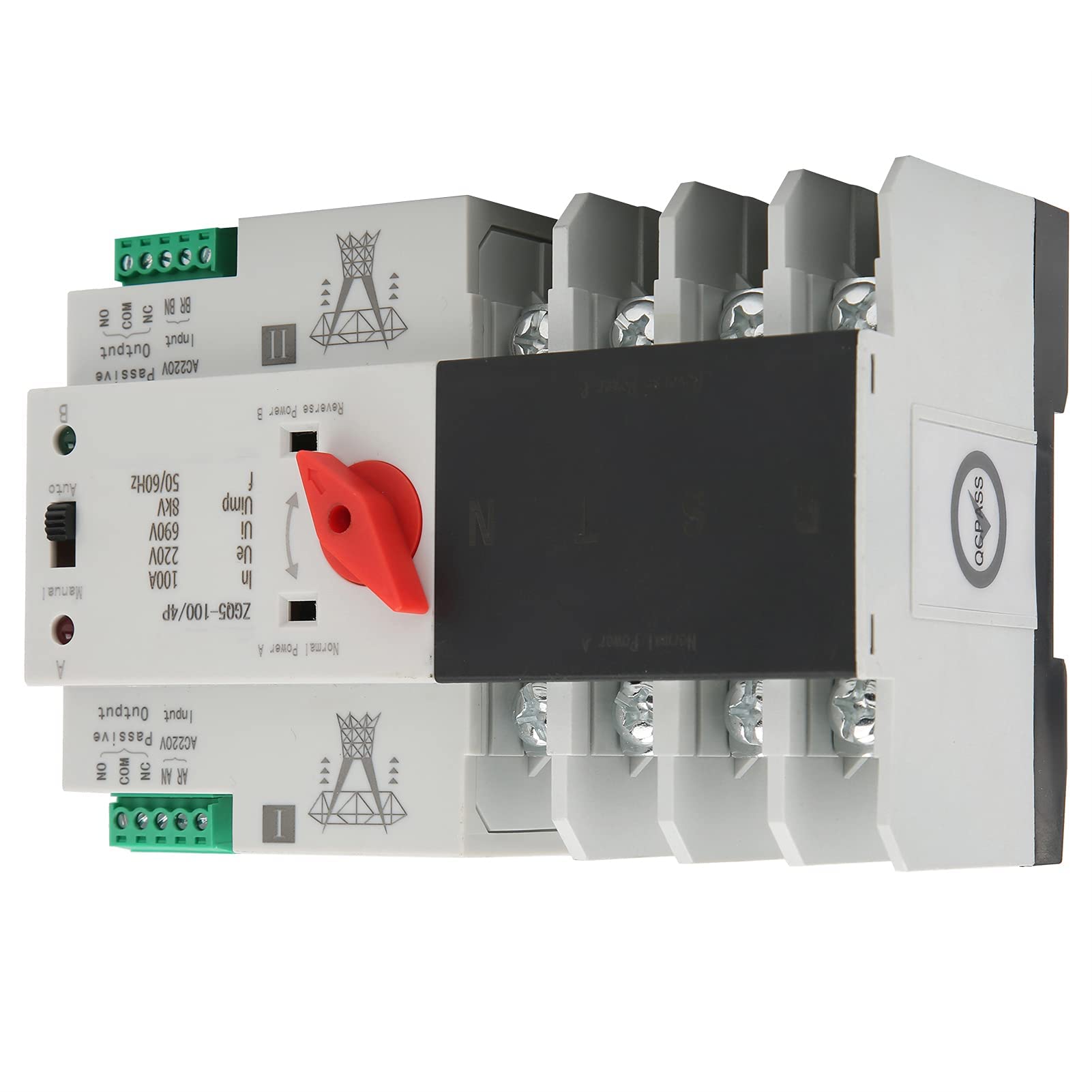 4P 220V Switch di Trasferimento, Commutatore di Trasferimento in Plastica Ignifuga Controllore Dell'interruttore di Trasferimento Automatico a Doppia Alimentazione ZGQ5-100