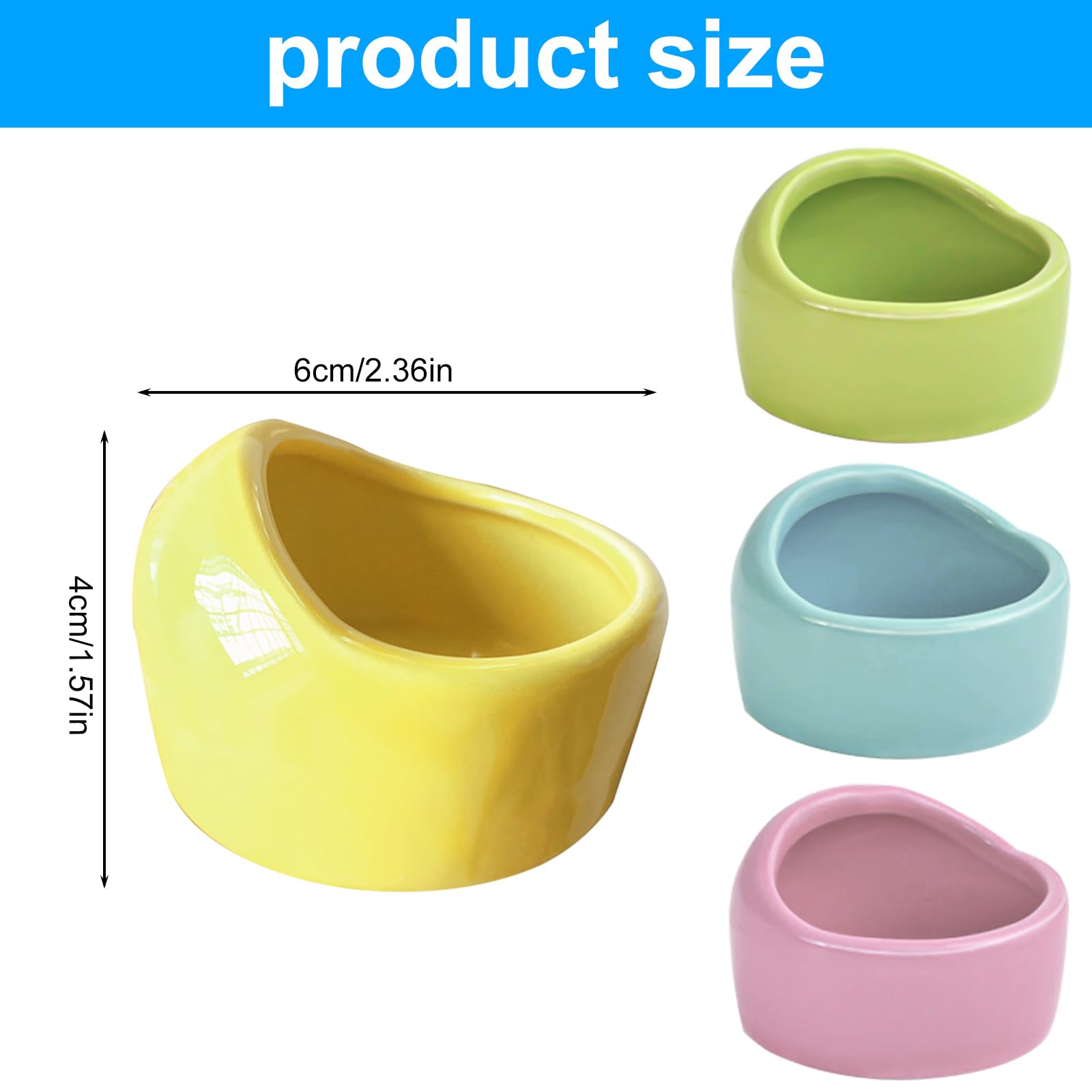 HOMURY Lot de 4 bols en céramique pour petits animaux - Gamelles anti-morsure pour hamsters et cochons d'Inde