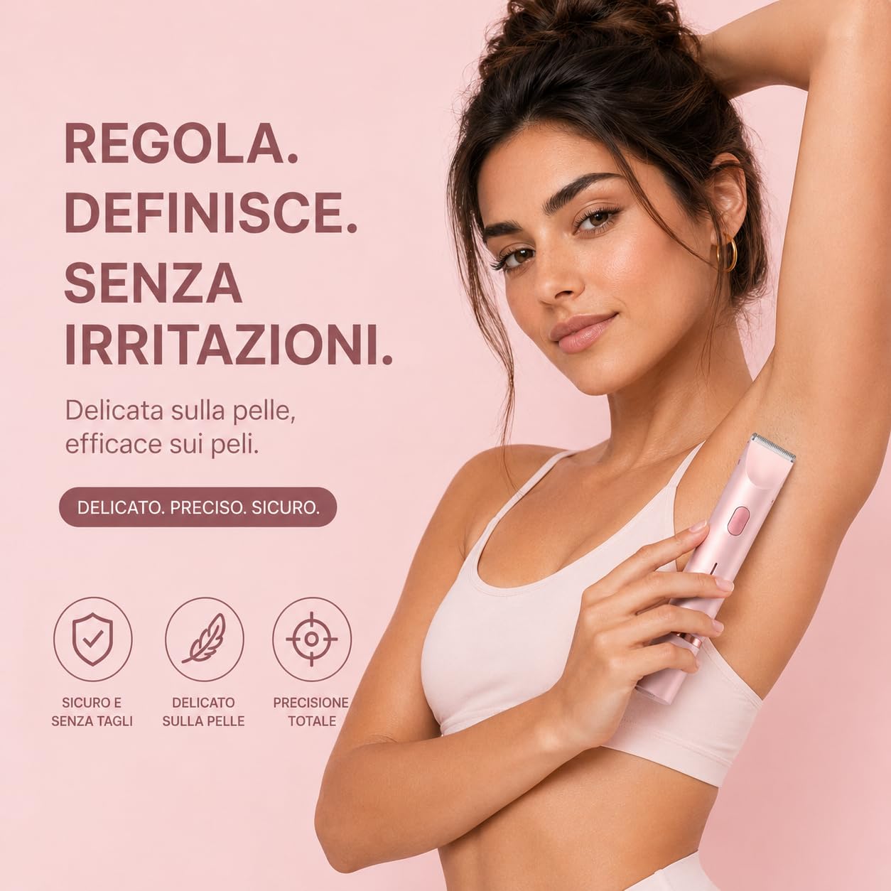 Rasoio Elettrico Donna 2 in 1, Rasoio Donna Parti Intime con Doppia Testina, Depilatore Bikini IPX7 Impermeabile per Zona Bikini, Ascelle, Gambe, Viso e Corpo, Rosa (Blu)