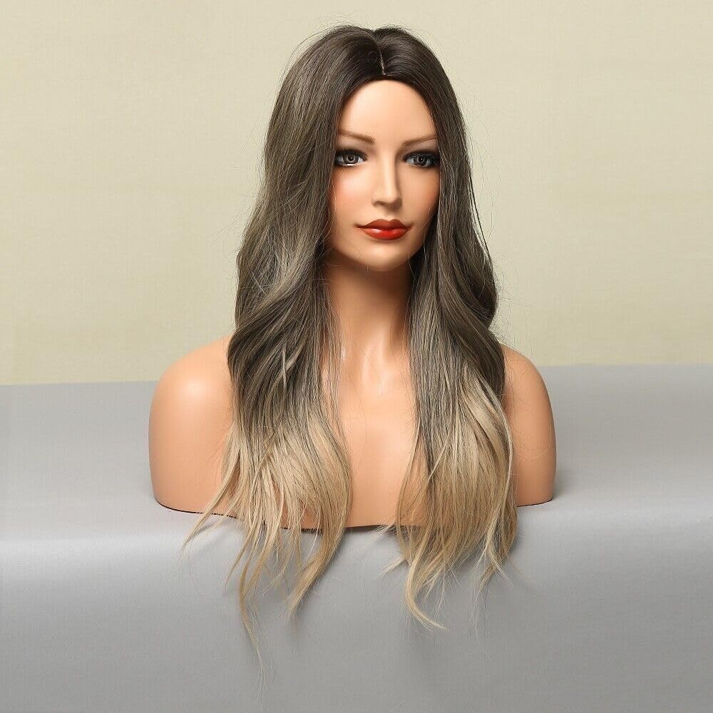 Amazon.com: POLOSU Long Ombre Gray to Blonde Wigs for Women  display picture 3