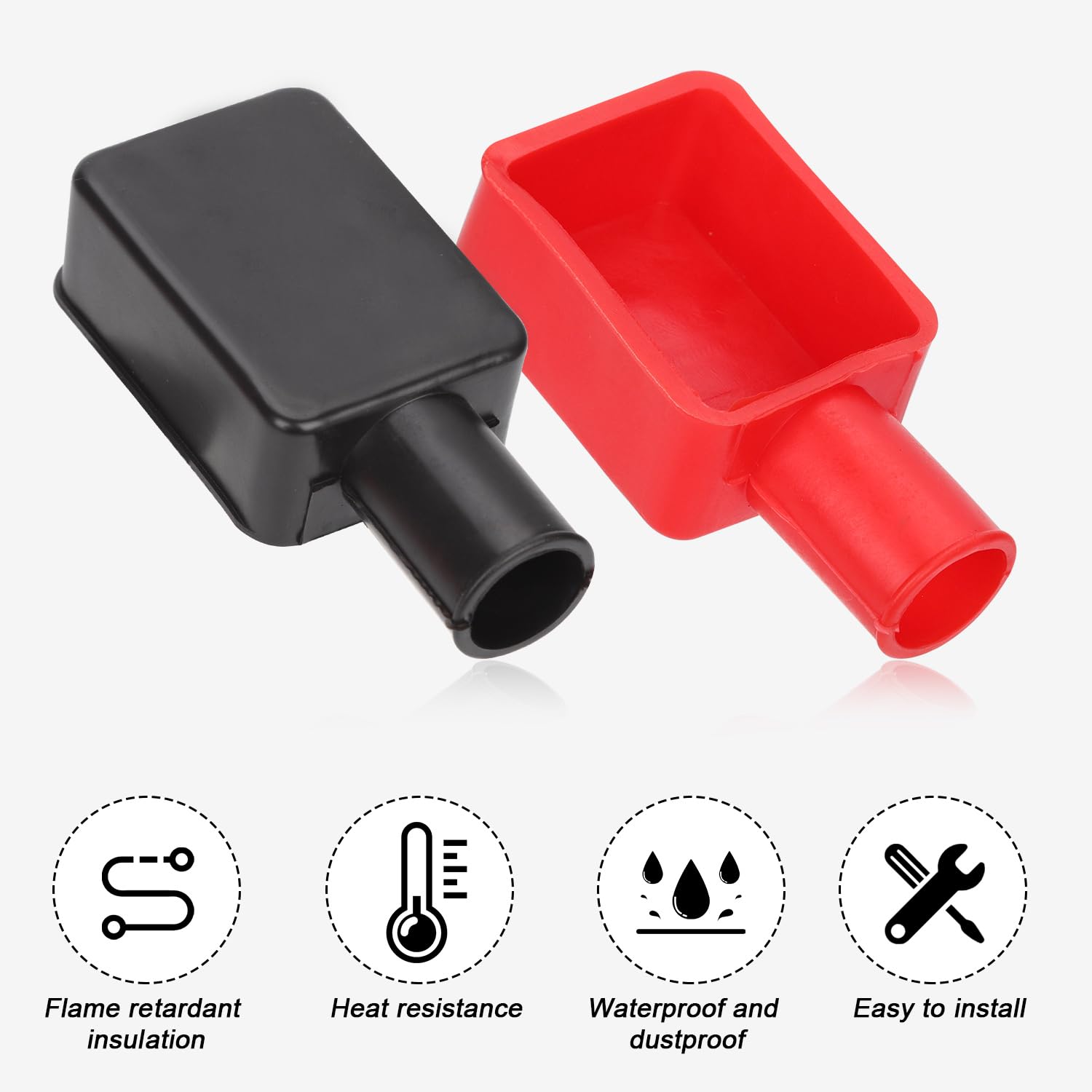 2 Pcs Terminal Cap Battery Protector Marine Covers Car Positive Negative Storage Pvc - View #3