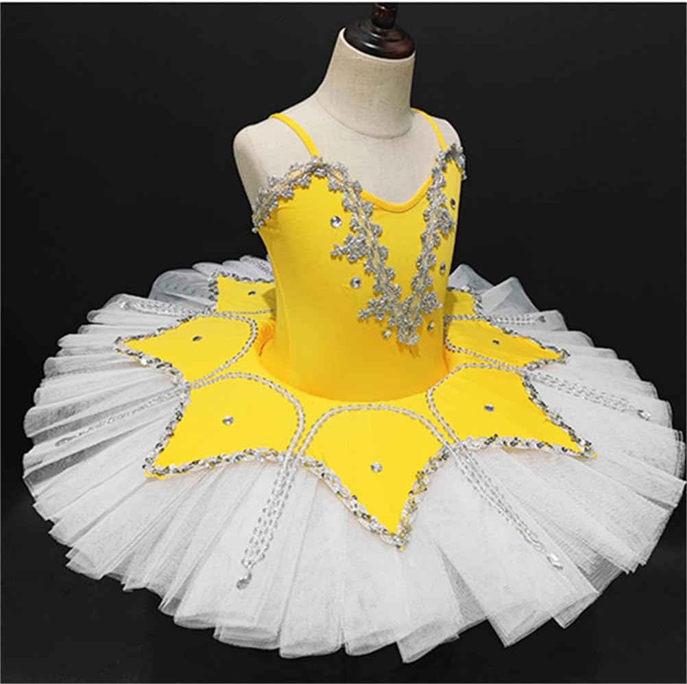 Vestido de tutú de Ballet con Lentejuelas y Diamantes de imitación, Tirantes Ajustables, para niñas