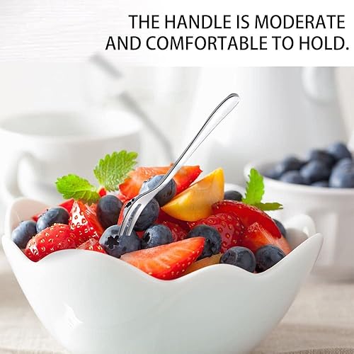 Miniatura 5 de Senzeal Tenedores de frutas de acero inoxidable de 2 puntas, mini tenedor Escargot, tenedores para aperitivos, postres, cócteles, pasteles,