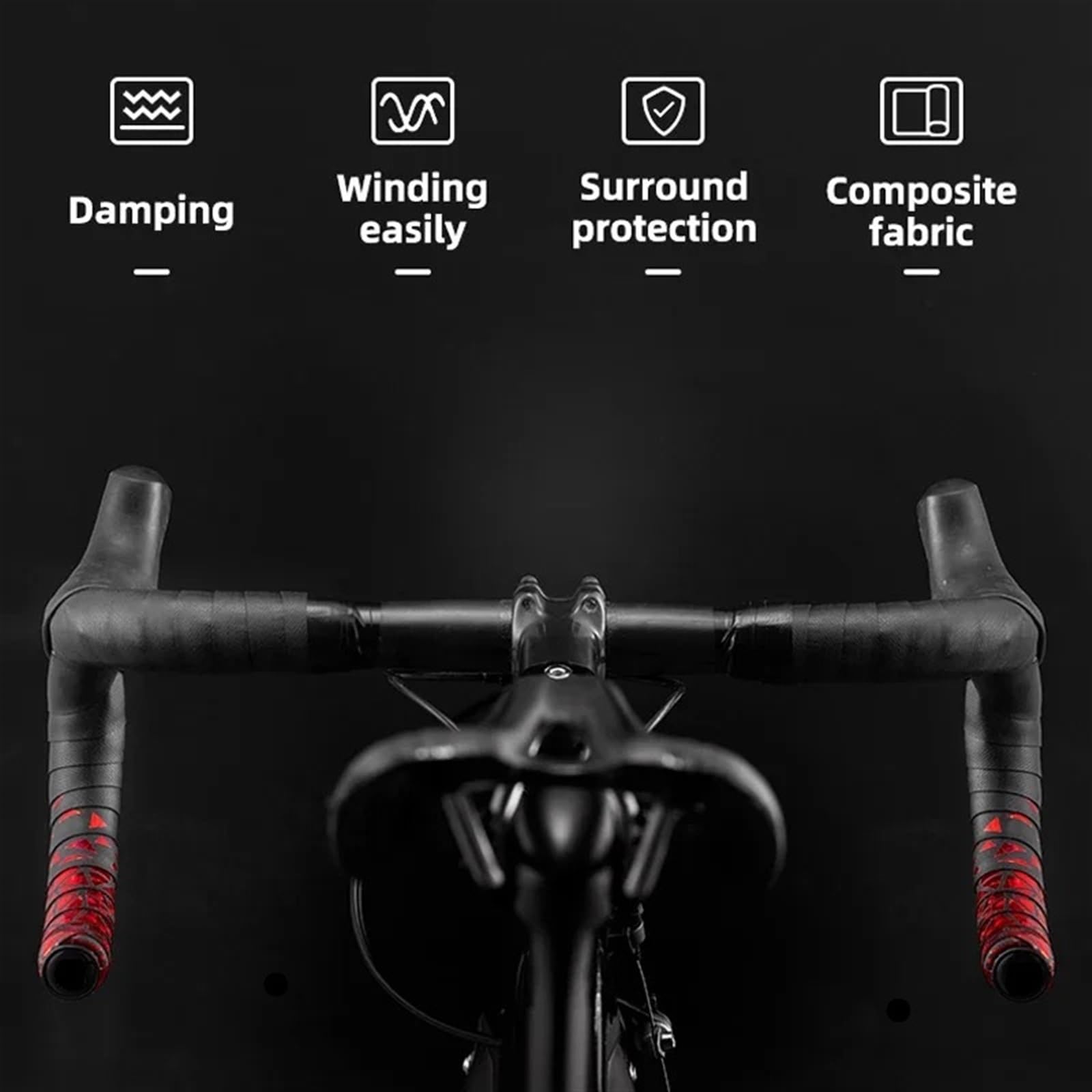 Nastro Manubrio Bici Corsa Nastro Manubrio da Ciclismo su Strada da 210 cm, 2,3 mm, in PU Eva Spesso, Antiscivolo, Resistente all'Usura, Antiurto, Accessori for Bici(BDTK-BKBK)