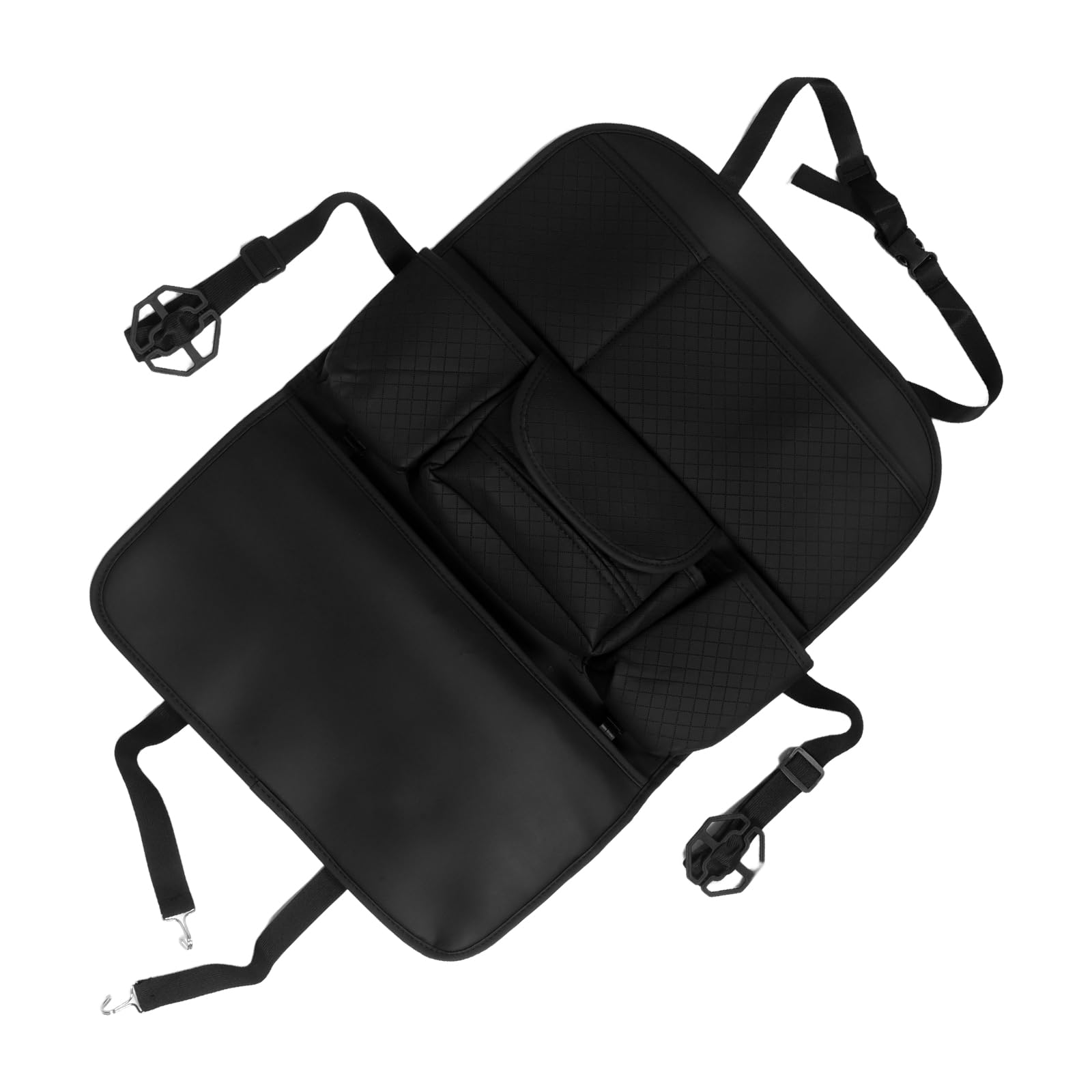 Organizer per Sedile Posteriore Auto Nero Rinforzato con Porta Tablet e Portaoggetti Multipli, Borsa Organizer per Schienale con Ganci Regolabili, per Viaggi e Uso Quotidiano