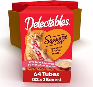 Hartz Delectables Squeeze Up Interactive Lickable Wet Cat Treats, Tuna & Salmon, 64 Pack