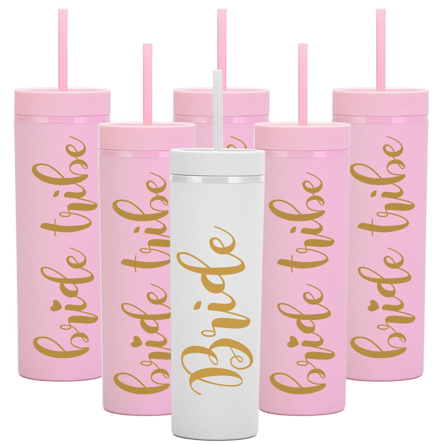 Bride & Bride Tribe 16oz Skinny Tumblers.Bachelorette Party Cups.Engagement Wedding Gifts.Bridesmaid Proposal Gifts.Bridal Shower Gifts.Bride Bridesmaids Bridal Party Tumblers Cups.