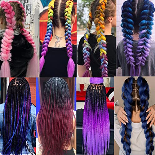 Eugenia Ombre Color Purple Braiding Hair Synthetic Hair Extensions For Braiding Kanekalon Braiding High Temperature Fiber Crochet Twist Braids (Ombre Purple-3 Packs) #TOP5