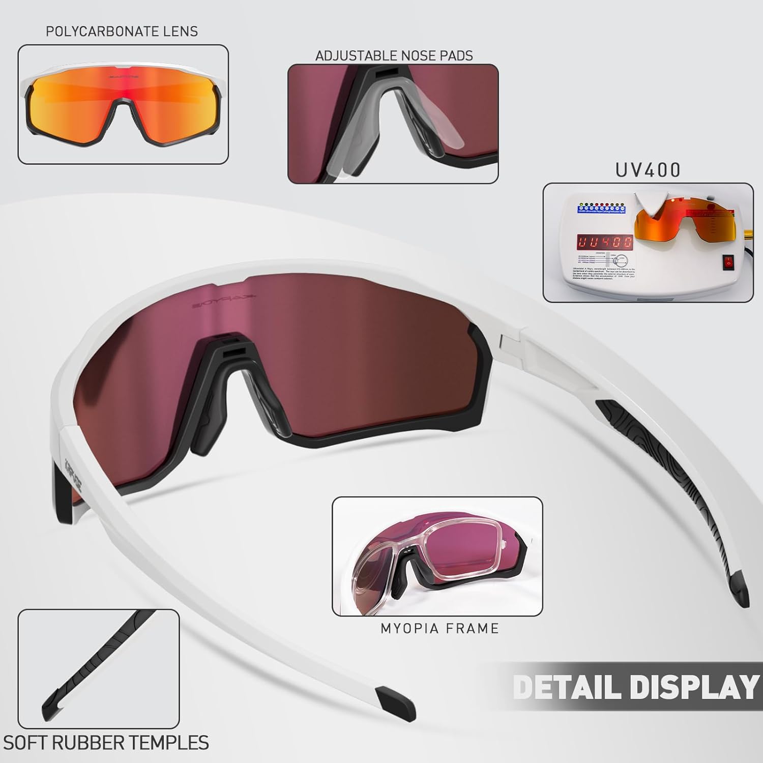 KAPVOE Polarized Cycling Glasses Men Women Mountain Bike Glasses MTB Riding TR90 Sport Sunglasses Running Bicycle K93