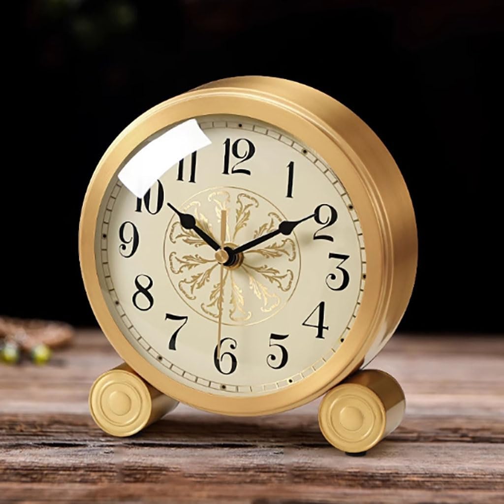 Vintage Table Top Clock,Antique Mantel Clock,Battery Operated,Silent Quartz Movement,Decorative Desk Table Clock for Office,Living Room,Bed Room