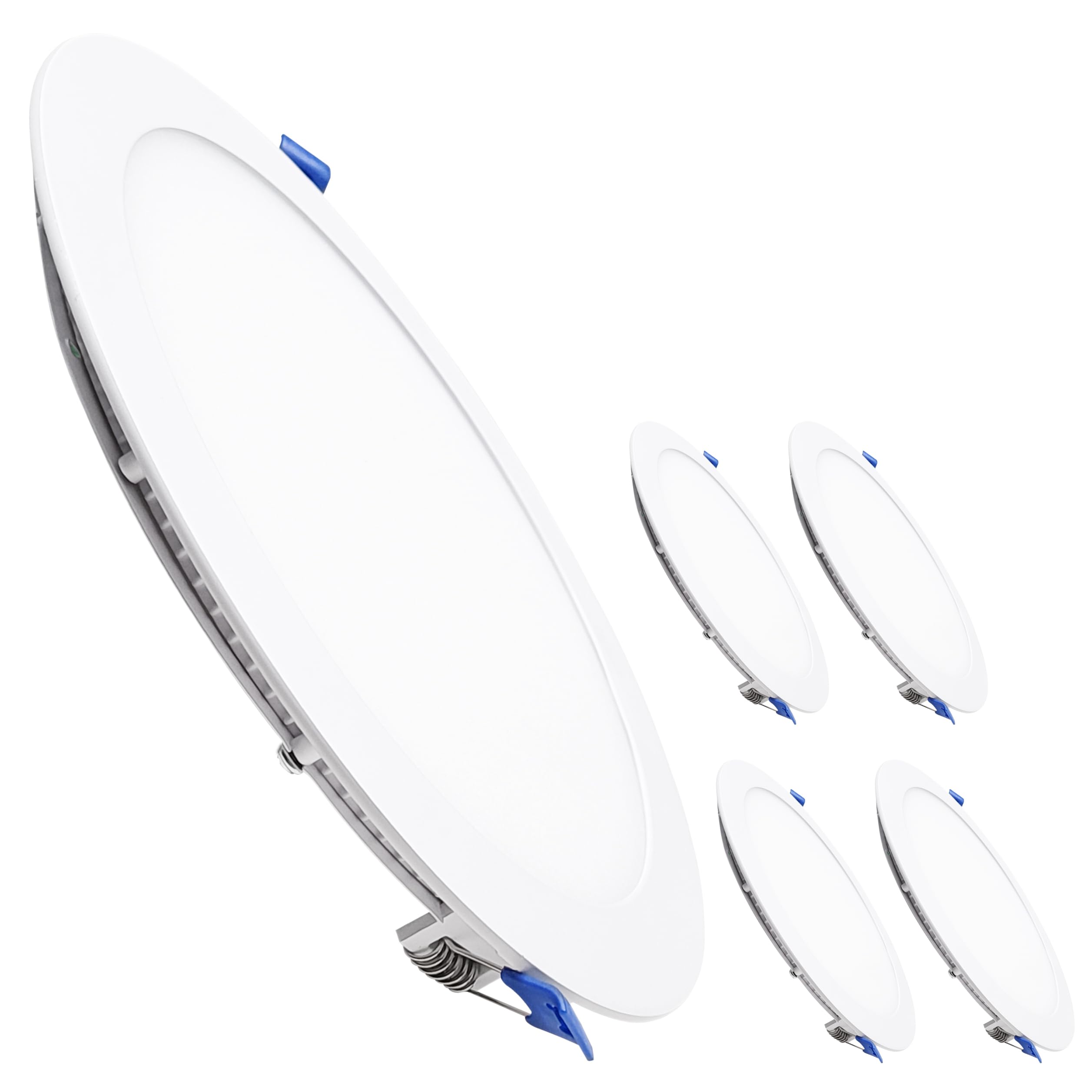ATOMANT Lot de 5 Panneau LED Encastrable Downlight Rond Plat 220mm 20W CCT 1800 Lumens Driver inclus